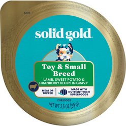 Solid Gold Mighty Mini Lamb, Sweet Potato & Cranberry Toy & Small Breed Recipe Grain-Free Dog Food Tray, case of 12