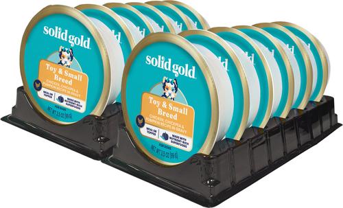 Show full view: Solid Gold Mighty Mini Chicken, Chickpea & Pumpkin Recipe in Gravy Grain-Free Toy & Small Breed Dog Food Cups, case of 12 slide 5 of 12