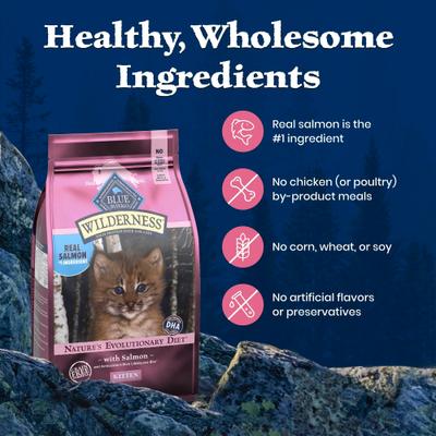 Show full view: Blue Buffalo Wilderness Kitten High-Protein & Grain-Free Salmon Recipe Dry Cat Food, 5-lb bag slide 7 of 10