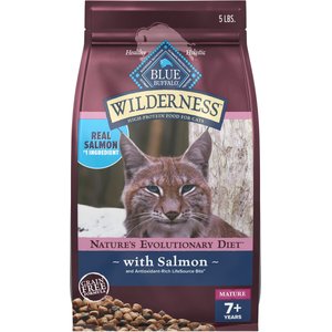 Blue Buffalo Wilderness Senior High-Protein & Grain-Free Salmon Recipe Dry Cat Food, 5-lb bag