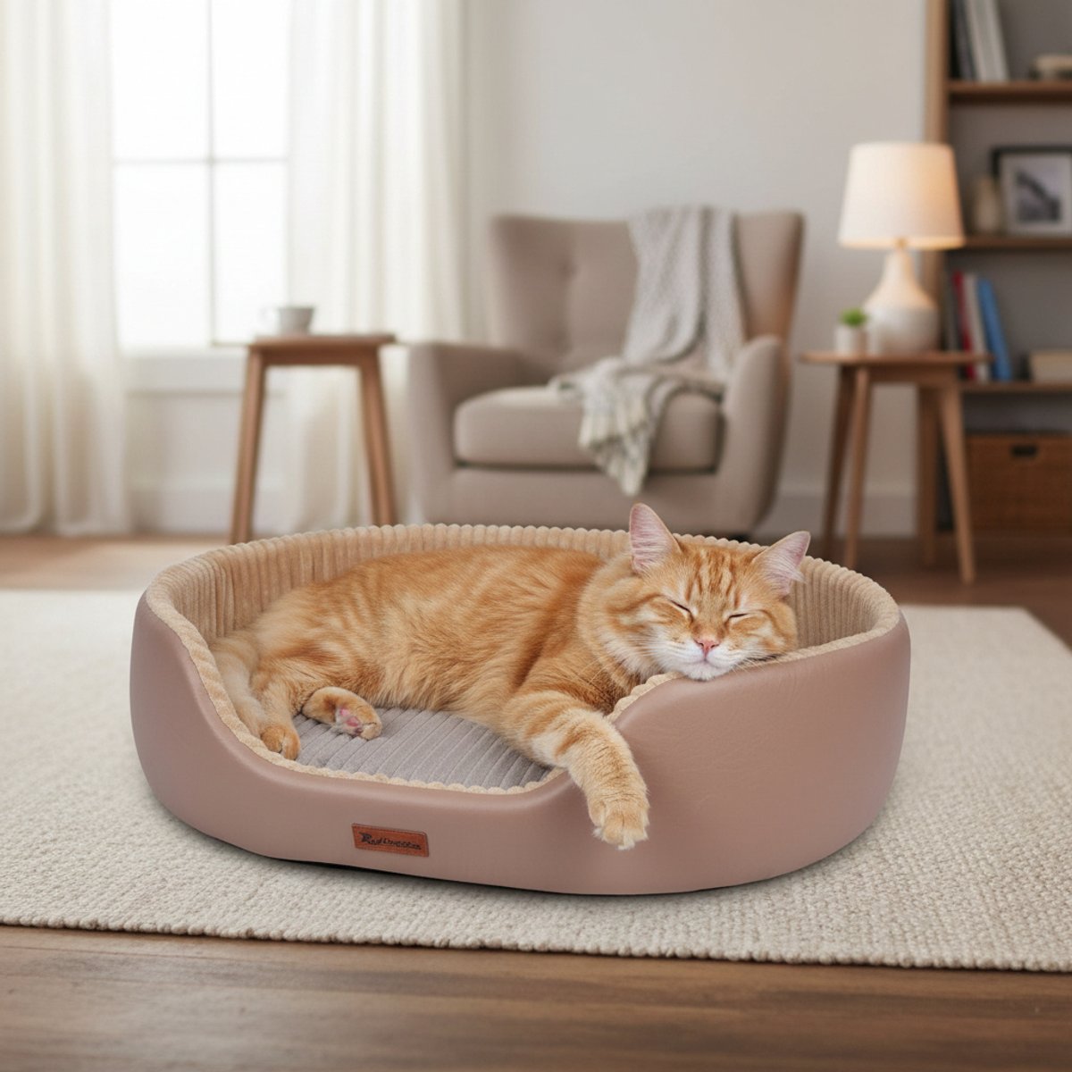 Kylinsure Waterproof Comfort Orthopedic Dog & Cat Sofa Bed with Removable Cover & Ice Pad, Beign, Small
