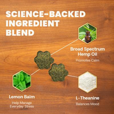 Show full view: VetriScience Broad Spectrum Hemp Peanut Butter Flavored Chews Calm & Confident Supplement for Dogs, 60 count slide 4 of 10