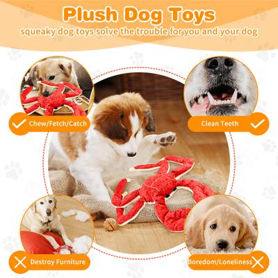 Show full view: FUUFOME King Crab Plush Dog Toy, Red slide 5 of 9