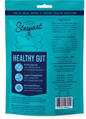 Show full view: Stewart Healthy Gut with Probiotics Chicken & Vegetable Recipe Limited-Ingredient Adult, Freeze-Dried Dog Treats, 4-oz pouch slide 3 of 6