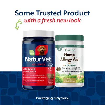 Show full view: NaturVet Allergy Aid with Hemp Bacon & Chicken Flavored Soft Chew Supplement for Dogs, 60 count slide 3 of 11