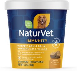 NaturVet VitaPet Adult Plus Breath Aid Soft Chews Multivitamin for Dogs, 60 count