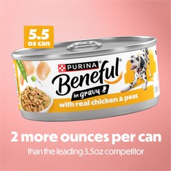 Purina Beneful Chicken with Peas in Gravy Wet Dog Food, 5.5-oz can, 12 count slide 2 of 8