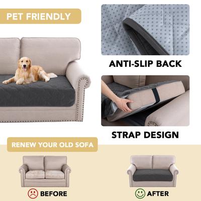 Show full view: H.VERSAILTEX Chenille Dog & Cat Sofa Cover with Strap Couch Protector, Grey, 36 x 63-in slide 7 of 10