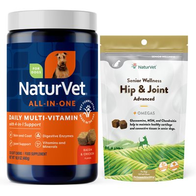 NaturVet NaturVet All-In-One Support Soft Chews Dog Supplement, 120 count + NaturVet Senior Care Hip & Joint Advanced Formula Dog Soft Chews, 120 count