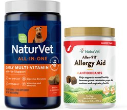 NaturVet All-In-One Support Soft Chews Dog Supplement, 120 count + NaturVet Aller-911 Allergy Aid Plus Antioxidants Cat & Dog Soft Chews, 180 count