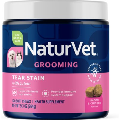 NaturVet NaturVet Tear Stain Grooming Bacon & Chicken Flavored Supplement for Dogs & Cats, 120 count