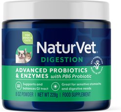 NaturVet Advanced Probiotics & Enzymes Digestion Supplement for Dogs & Cats, 8-oz jar