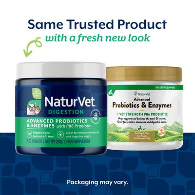 Show full view: NaturVet Advanced Probiotics & Enzymes Plus Vet Strength PB6 Probiotic Powder Digestive Supplement for Cats & Dogs, 8-oz jar slide 3 of 11