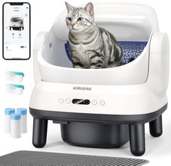 Aoruefar Open-Top Advanced Odor Control Self Cleaning Edgy Modern Cat Litter Box with Liners & Mat