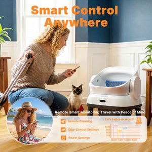 Aoruefar Open-Top Advanced Odor Control Self Cleaning Edgy Modern Cat Litter Box with Liners & Mat