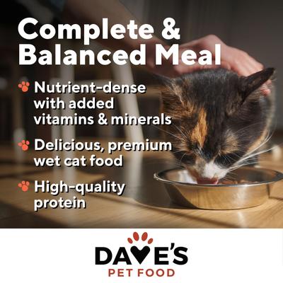 Show full view: Dave's Pet Food Naturally Healthy Tuna & Chicken Dinner in Gravy Grain-Free Wet Cat Food, 13-oz, case of 12 slide 4 of 10