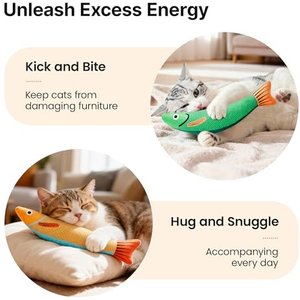 Potaroma Crinkle Fish Cat Toys with Catnip, Multi-color, 9.4-in, 3 count