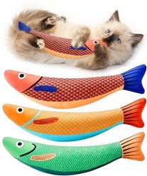 Potaroma Crinkle Fish Cat Toys with Catnip, Multi-color, 9.4-in, 3 count