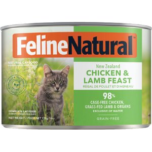 Feline Natural Chicken & Lamb Feast Grain-Free Canned Cat Food, 6-oz, case of 12