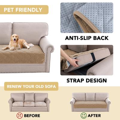 Show full view: H.VERSAILTEX Chenille Dog & Cat Sofa Cover with Strap Couch Protector, Khaki, 36 x 82-in slide 7 of 10