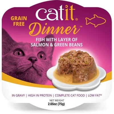 Catit Catit Dinner Ocean Fish with Salmon & Green Beans Cat Wet Food, 2.65-oz can