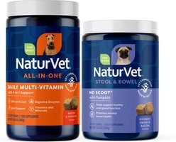 NaturVet All-In-One Support Soft Chews Dog Supplement, 120 count + NaturVet No Scoot Dog Soft Chews, 120 count