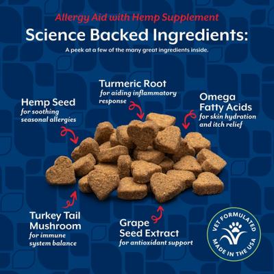 Show full view: NaturVet Allergy Aid with Hemp Bacon & Chicken Flavored Soft Chew Supplement for Dogs, 60 count slide 6 of 11