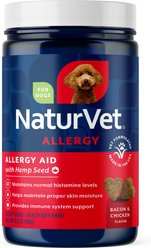 NaturVet Allergy Aid with Hemp Bacon & Chicken Flavored Soft Chew Supplement for Dogs, 60 count