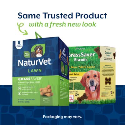 Show full view: NaturVet GrassSaver Biscuits Peanut Butter Flavored Lawn Protection Supplement for Dogs, 22.2-oz box slide 4 of 12