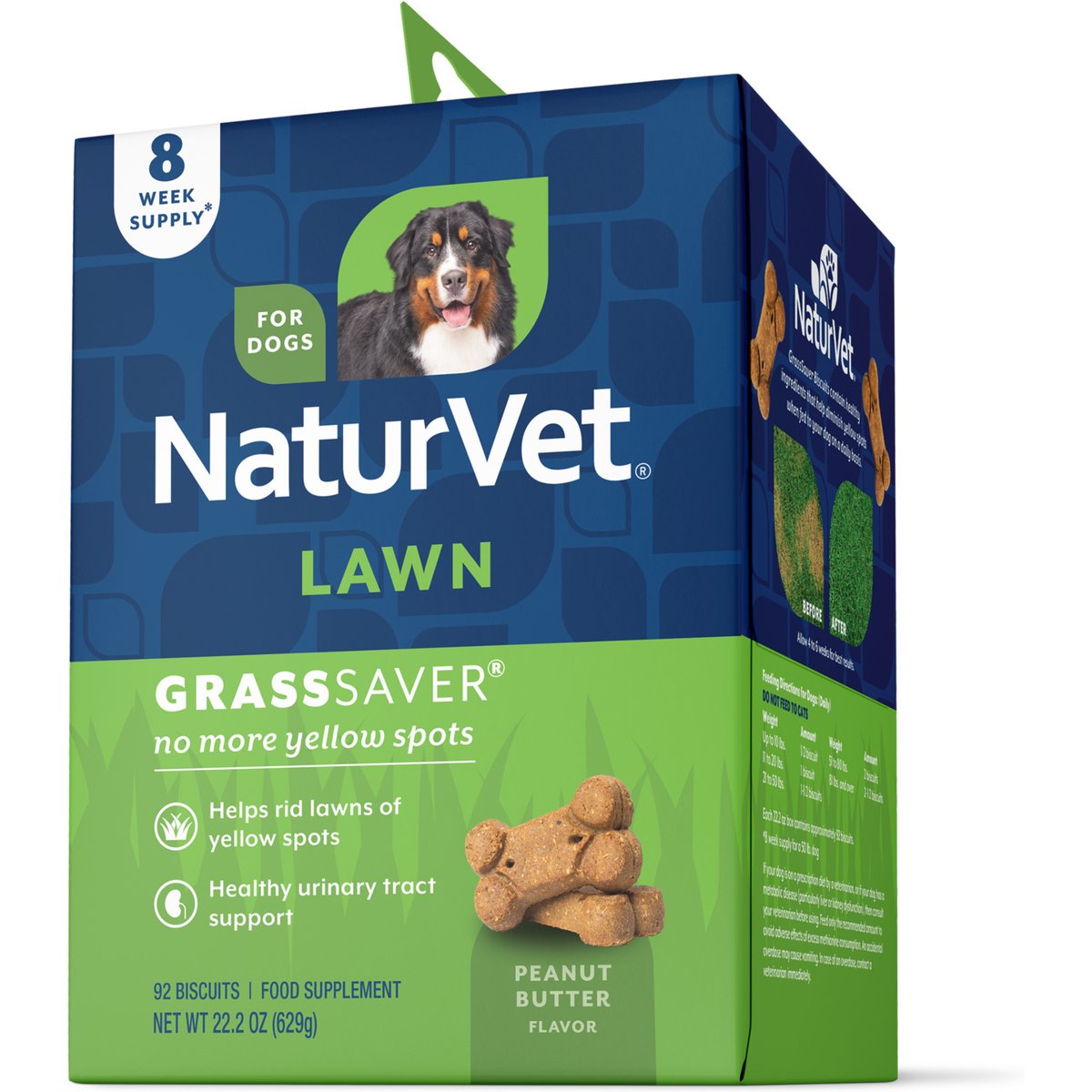 NaturVet GrassSaver Biscuits Peanut Butter Flavored Lawn Protection Supplement for Dogs, 22.2-oz box