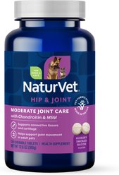 NaturVet Moderate Care Glucosamine DS Plus Chewable Tablets Joint Supplement for Dogs, 120 count