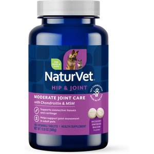 NaturVet Moderate Care Glucosamine DS Plus Chewable Tablets Joint Supplement for Dogs, 120 count