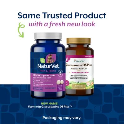 Show full view: NaturVet Moderate Care Glucosamine DS Plus Chewable Tablets Joint Supplement for Dogs, 120 count slide 3 of 11