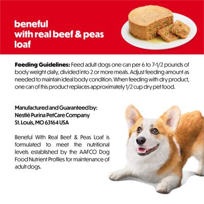 Show full view: Purina Beneful Loaf Beef & Peas Wet Dog Food, 5.5-oz can, 12 count slide 9 of 11