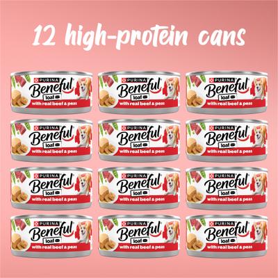 Show full view: Purina Beneful Loaf Beef & Peas Wet Dog Food, 5.5-oz can, 12 count slide 3 of 11