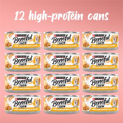Show full view: Purina Beneful Loaf Chicken & Carrot Wet Dog Food, 5.5-oz can, 12 count slide 3 of 11