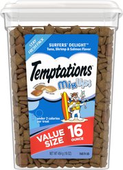Temptations MixUps Surfers' Delight Flavor Soft & Crunchy Cat Treats, 16-oz tub