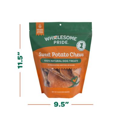 Show full view: Wholesome Pride Pet Treats Sweet Potato Chews Dehydrated Dog Treats, 16-oz bag slide 9 of 10