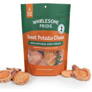 Wholesome Pride Pet Treats Sweet Potato Chews Dehydrated Dog Treats, 8-oz bag