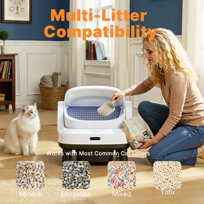 Show full view: Aoruefar Open-Top Advanced Odor Control Self Cleaning Edgy Modern Cat Litter Box with Liners & Mat slide 8 of 11