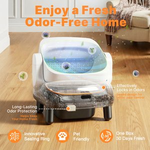 Aoruefar Open-Top Advanced Odor Control Self Cleaning Edgy Modern Cat Litter Box with Liners & Mat