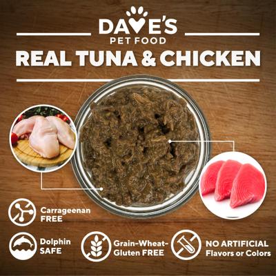 Show full view: Dave's Pet Food Naturally Healthy Tuna & Chicken Dinner in Gravy Grain-Free Wet Cat Food, 13-oz, case of 12 slide 5 of 10