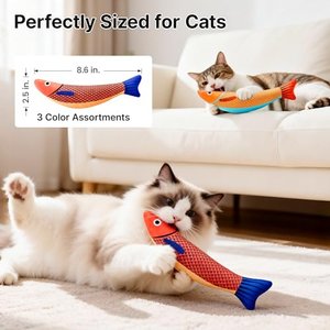 Potaroma Crinkle Fish Cat Toys with Catnip, Multi-color, 9.4-in, 3 count