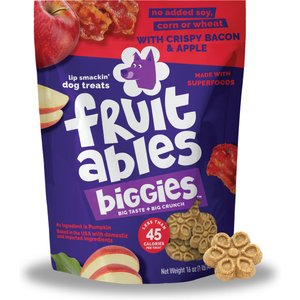 Fruitables Biggies with Real Crispy Bacon & Apple Dog Treats, 16-oz bag