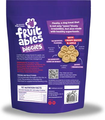 Show full view: Fruitables Biggies with Real Crispy Bacon & Apple Dog Treats, 16-oz bag slide 4 of 11