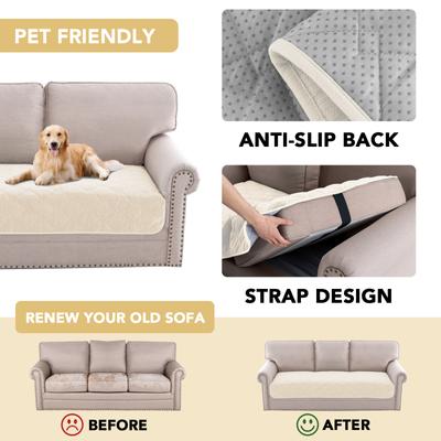 Show full view: H.VERSAILTEX Chenille Dog & Cat Sofa Cover with Strap Couch Protector, Ivory, 36 x 82-in slide 7 of 10