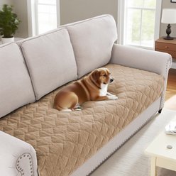 H.VERSAILTEX Chenille Dog & Cat Sofa Cover with Strap Couch Protector, Khaki, 36 x 74-in