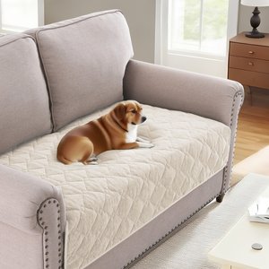 H.VERSAILTEX Chenille Dog & Cat Sofa Cover with Strap Couch Protector, Ivory, 36 x 63-in