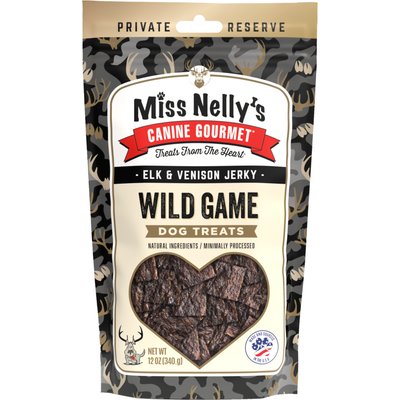 Miss Nelly's Miss Nelly's Canine Gourmet Heart of the Wild Elk & Venison Jerky Dog Treats, 12-oz pouch