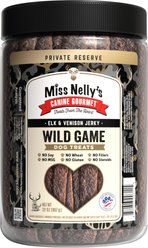 Miss Nelly's Canine Gourmet Heart of the Wild Elk & Venison Jerky Dog Treats, 32-oz jar